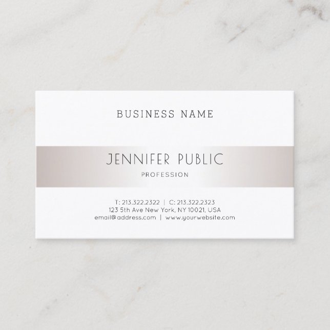 Elegant Sleek Modern Design Professional Silver Business Card (Front)