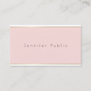 Elegant Sleek Modern Minimalist Pink White Luxury Business Card