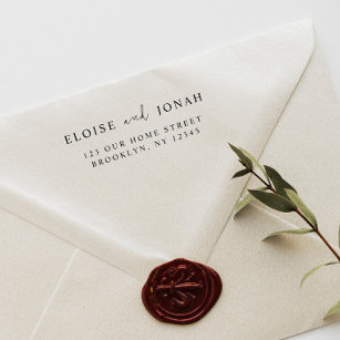 Elegant Sleek Stylish Modern Wedding Couple Simple Rubber Stamp