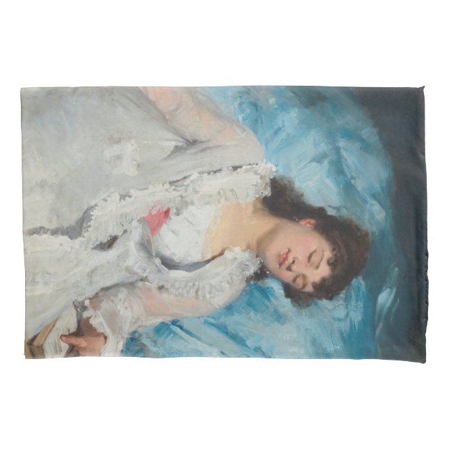Elegant Sleeping French Woman (Sweet Repose) Pillowcase (Front-Left)