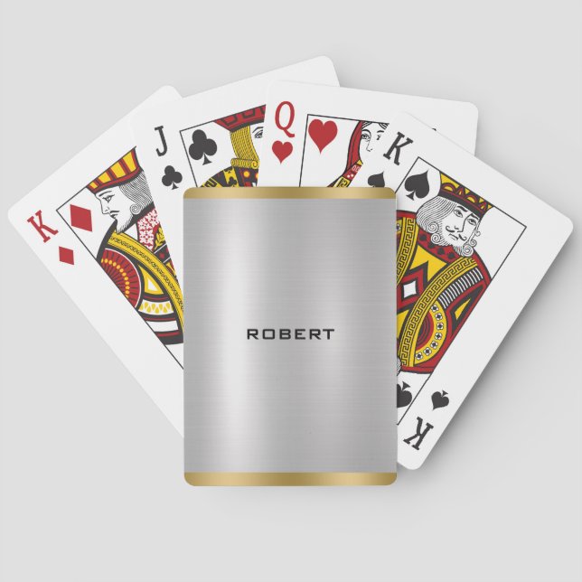 Elegant Slick Silver & Gold Metallic Texture  Playing Cards (Back)