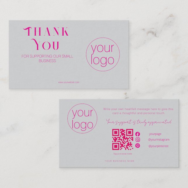 Elegant Small Business LogoThank You Card light Gr (Front/Back)