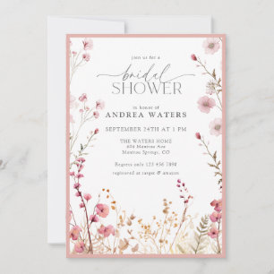 Elegant Small Pink Flowers Bridal Shower Invitation