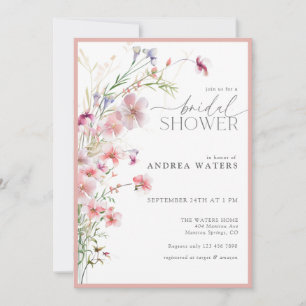 Elegant Small Pink Flowers Bridal Shower Invitation