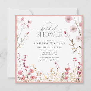 Elegant Small Pink Flowers Bridal Shower Invitation