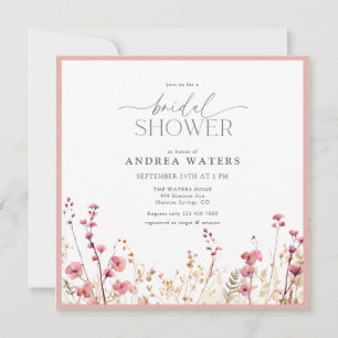 Elegant Small Pink Flowers Bridal Shower Invitation