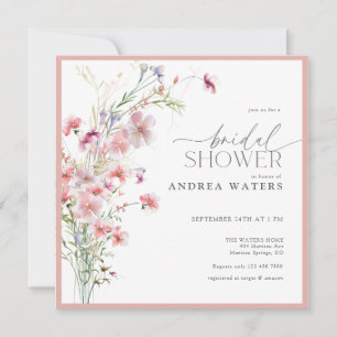 Elegant Small Pink Flowers Bridal Shower Invitation