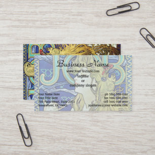 Elegant Smoke,Job by by Alphonse Mucha Art Nouveau Business Card