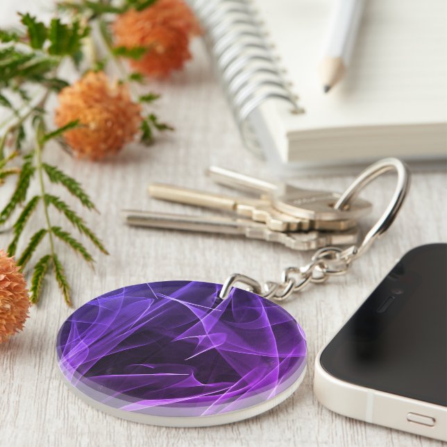 Elegant Smoke Swirl Texture Key Ring (Front Right)