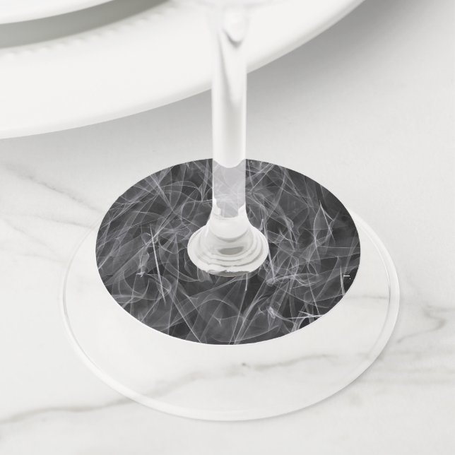 Elegant Smoke Swirls – Mystical Aesthetics  Wine Glass Tag (Close Up)