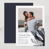 Elegant Smoky Floral Navy Photo Wedding