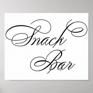 Elegant Snack Bar Black Script Horizontal Table Poster