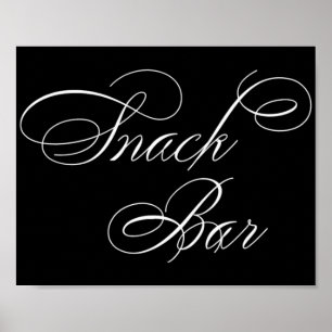 Elegant Snack Bar White Script Horizontal Table Poster