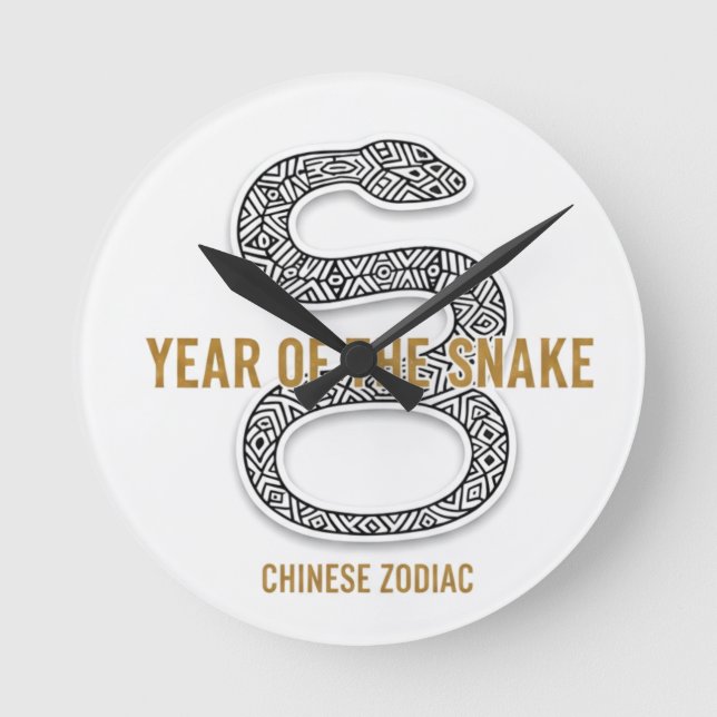 Elegant Snake - Luxury Chinese Zodiac Art & Mystic Round Clock (Front)