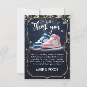 Elegant Sneaker Ball: A Gender Reveal Celebration Thank You Card