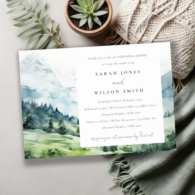  Elegant Snow Mountain Landscape Rehearsal Dinner Invitation (Creator Uploaded)