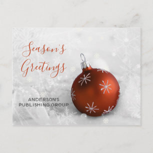 Elegant Snow Orange Ornament Business holiday Postcard