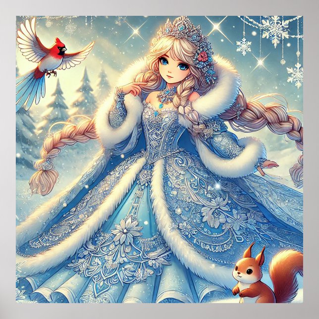Elegant Snow Queen in Winter Wonderland Poster (Front)