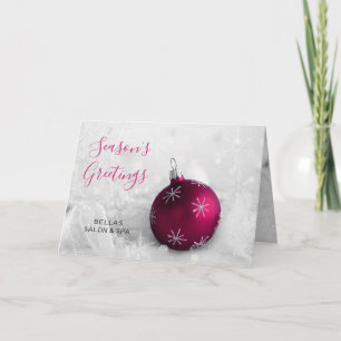 Elegant Snow Scene Pink Ornament Company Holiday Card