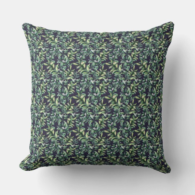 Elegant Snowberry Plants | Hand Painted Watercolor Cushion (Front)
