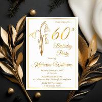 Elegant Snowdrops 60th Birthday Party Stamped
