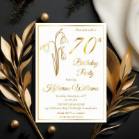 Elegant Snowdrops 70th Birthday Party Stamped