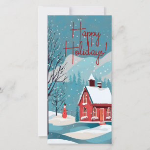 Elegant Snowfall Festive Christmas Happy Holiday Card