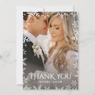 Elegant Snowflake 2-Photo Winter Wedding Thank You