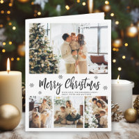 Elegant Snowflake 5 Photo Collage Christmas