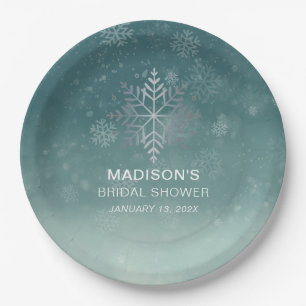 Elegant Snowflake Bridal Shower Paper Plate
