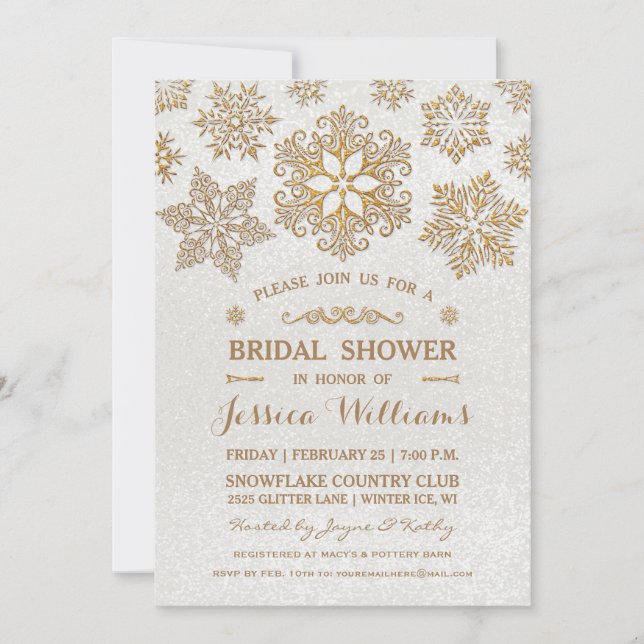 Elegant Snowflake Bridal Shower Party Invitation (Front)