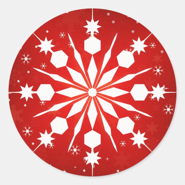 Elegant Snowflake Christmas Merry Winter Classic Round Sticker (Front)