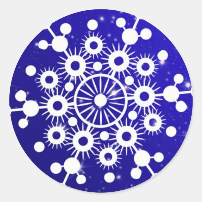 Elegant Snowflake Christmas Merry Winter Classic Round Sticker (Front)