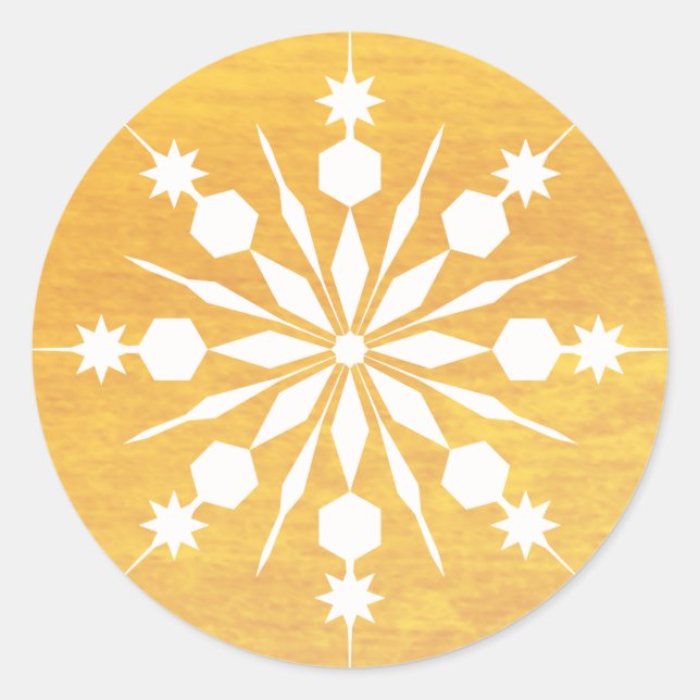 Elegant Snowflake Christmas Merry Winter Classic Round Sticker (Front)