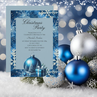 Elegant Snowflake Christmas Party Invitation