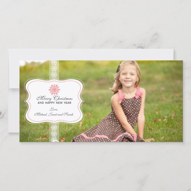 Elegant Snowflake Christmas Photo Card (Front)