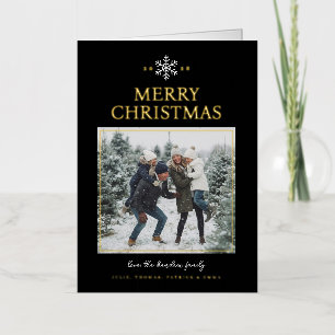 Elegant Snowflake Christmas Photo Card - Black