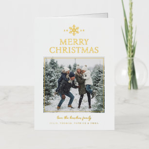 Elegant Snowflake Christmas Photo Foil Holiday Card