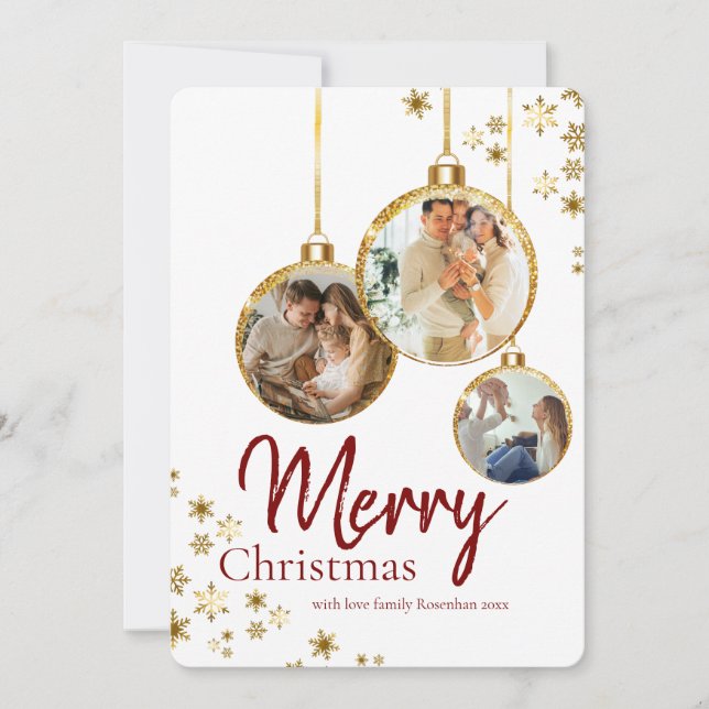 Elegant Snowflake Collage Merry Christmas Holiday Card (Front)