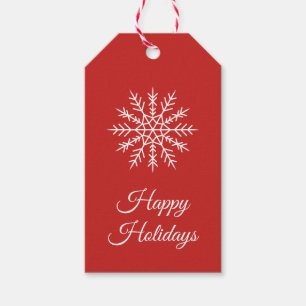 Elegant Snowflake Corporate Red Holiday Gift Tag