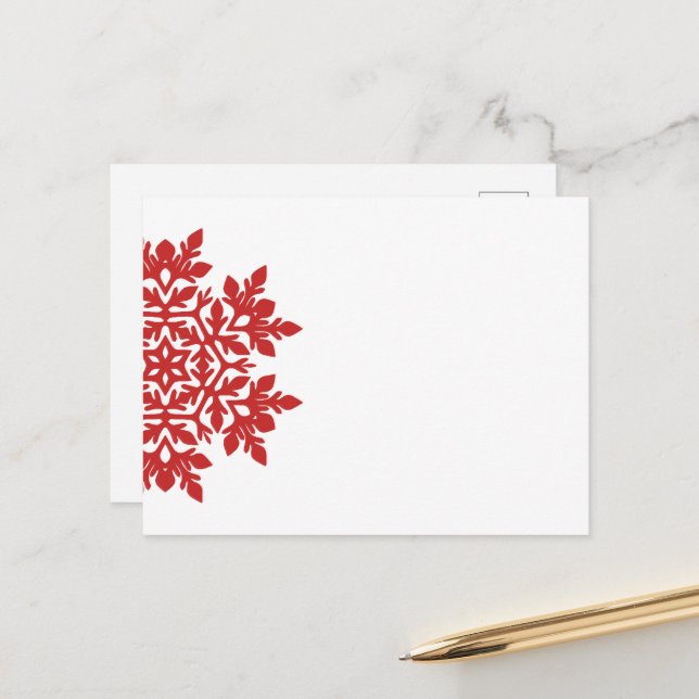 Elegant Snowflake (Cranberry) Holiday Postcard (Front/Back In Situ)