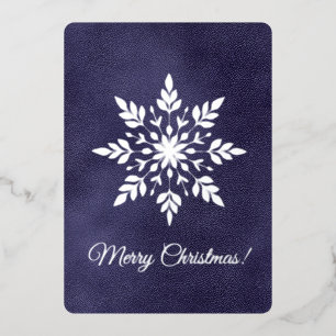 Elegant Snowflake Dark Blue Merry Christmas