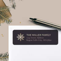 Elegant Snowflake Dark Return Address Label