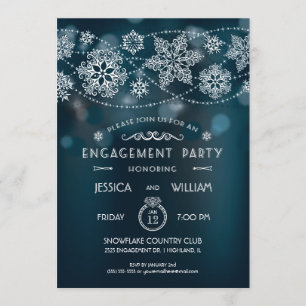 Elegant Snowflake Engagement Party Invitation