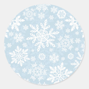 Elegant Snowflake (Frost Blue) Round Sticker