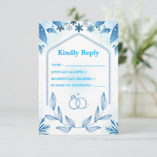 Elegant Snowflake Frozen Floral Reply Card