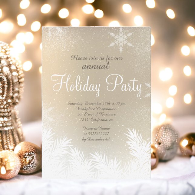 Elegant snowflake gold winter corporate holiday invitation (Elegant snowflake gold winter corporate holiday invitation)