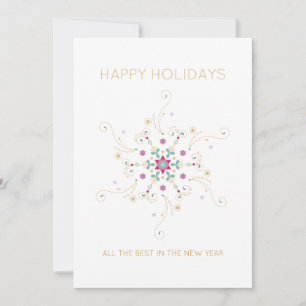 Elegant Snowflake Happy Holidays Personalised Holiday Card