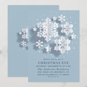Elegant Snowflake Holiday CHRISTMAS EVE Invitation