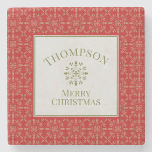 Elegant Snowflake Holiday Modern Christmas Stone Coaster